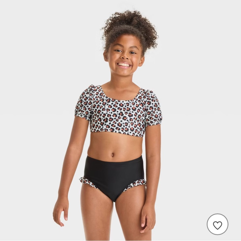 Girls' Leopard Spot Printed Bikini Set - Cat & Jack™ Black